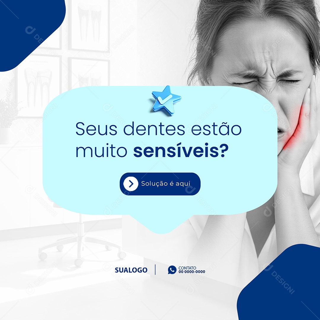 Odontologia Seus Dentes Estão Muito Sensíveis Social Media PSD Editável