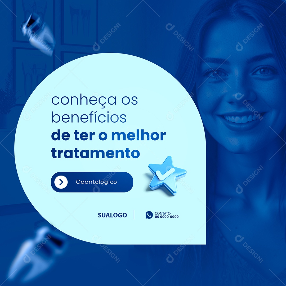 Odontologia Conheça Os Benefícios de Ter O Melhor Tratamento Social Media PSD Editável