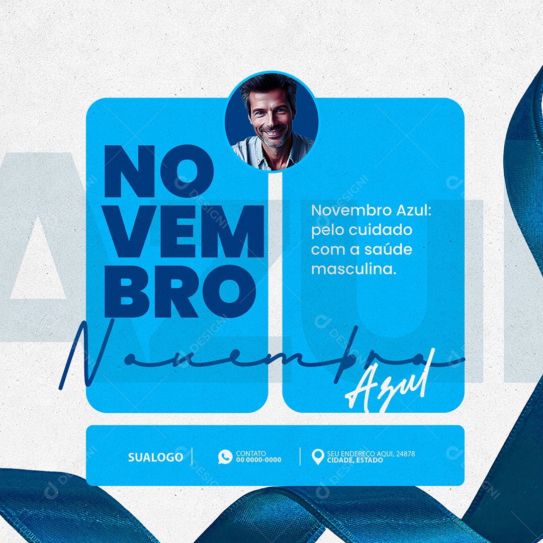 Novembro Azul Pelo Cuidado Com A Saúde Masculina Social Media PSD Editável