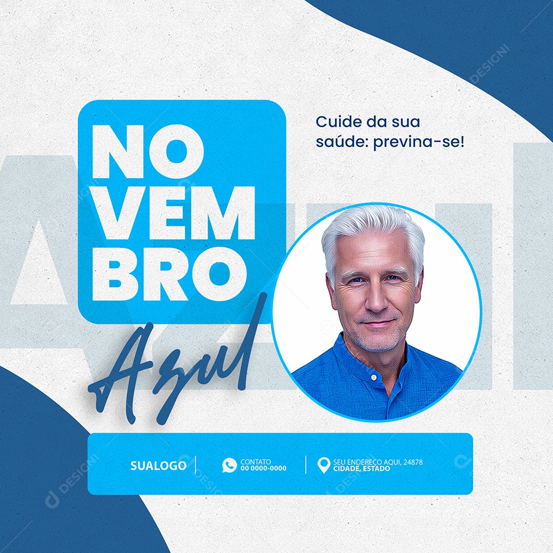 Novembro Azul Cuide da Sua Saúde Previna-se Social Media PSD Editável
