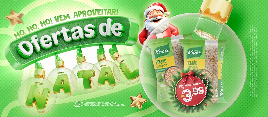 Banner Supermercado Ofertas de Natal Social Media PSD Editável