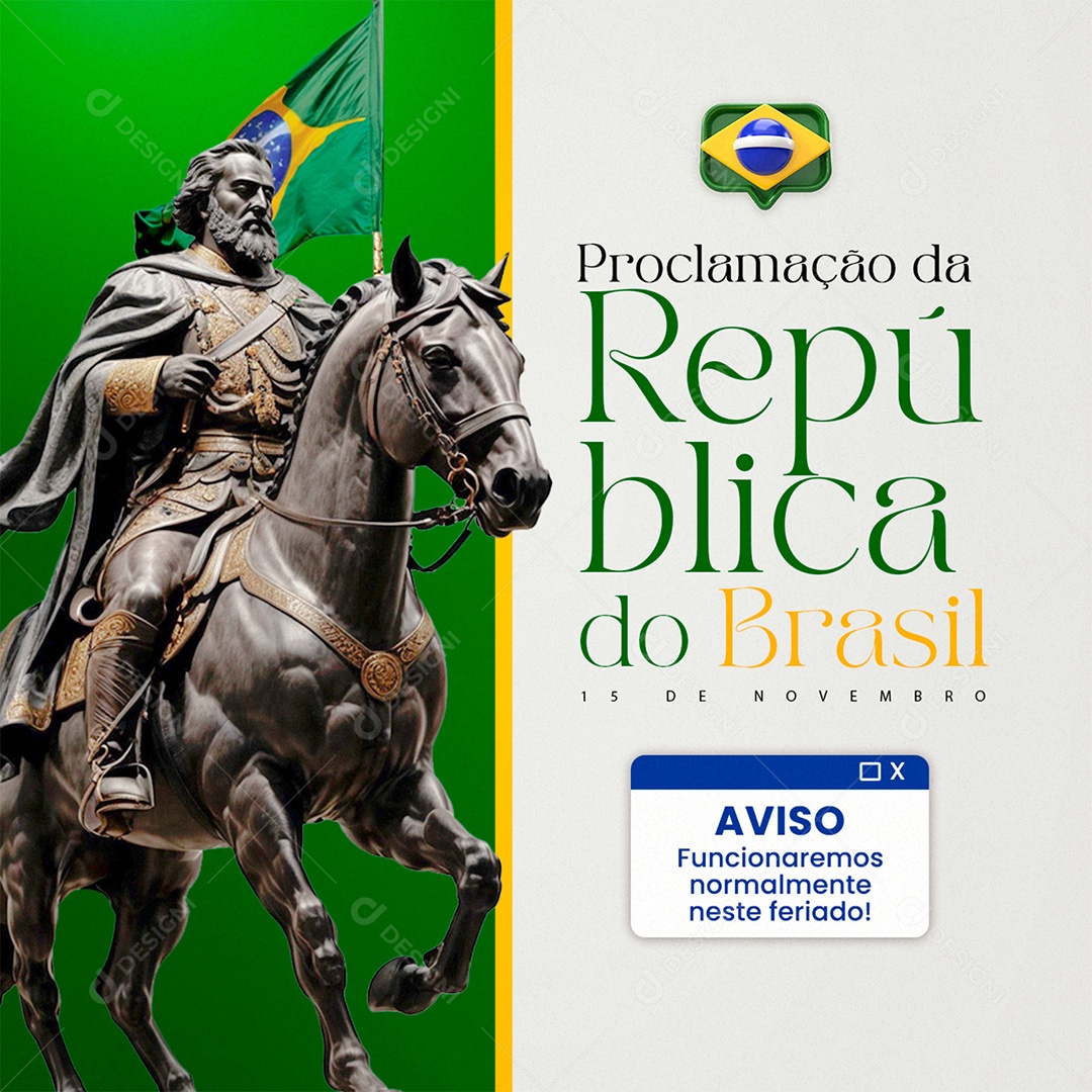 Dia da Proclamação Da República 15 De Novembro Social Media PSD Editável