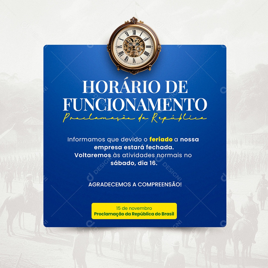 Dia da Proclamação Da República 15 De Novembro Social Media PSD Editável