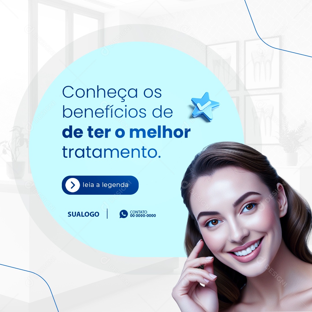 Odontologia Conheça Os Benefícios de ter o Melhor Tratamento Social Media PSD Editável