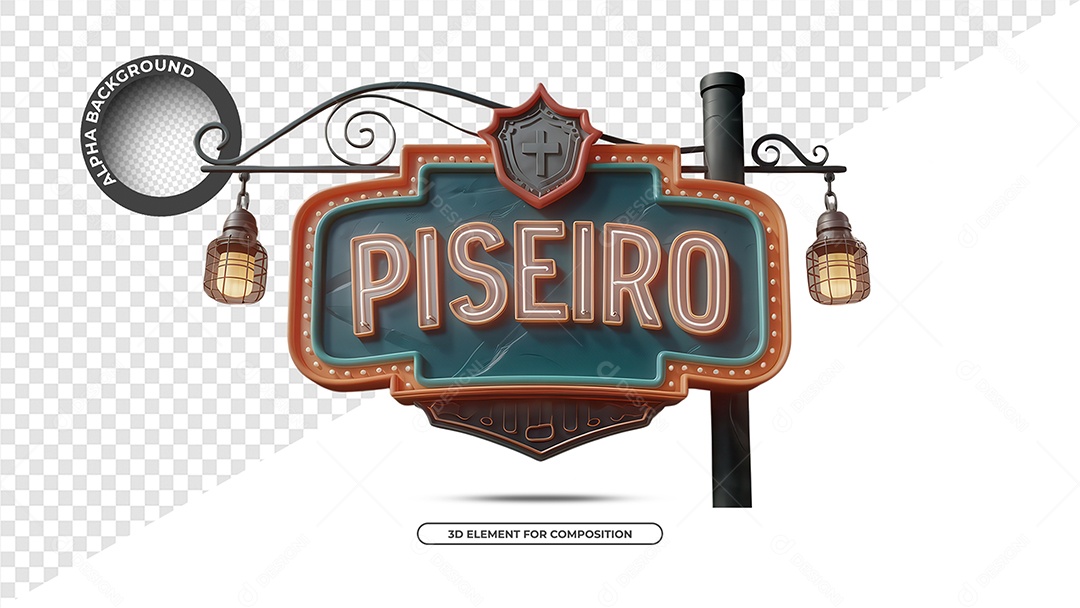 Piseiro Selo 3D Para Composição PSD