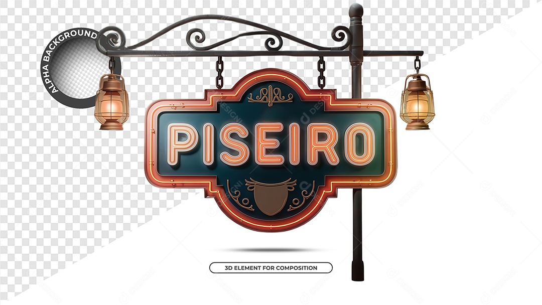 Piseiro Selo 3D Para Composição PSD