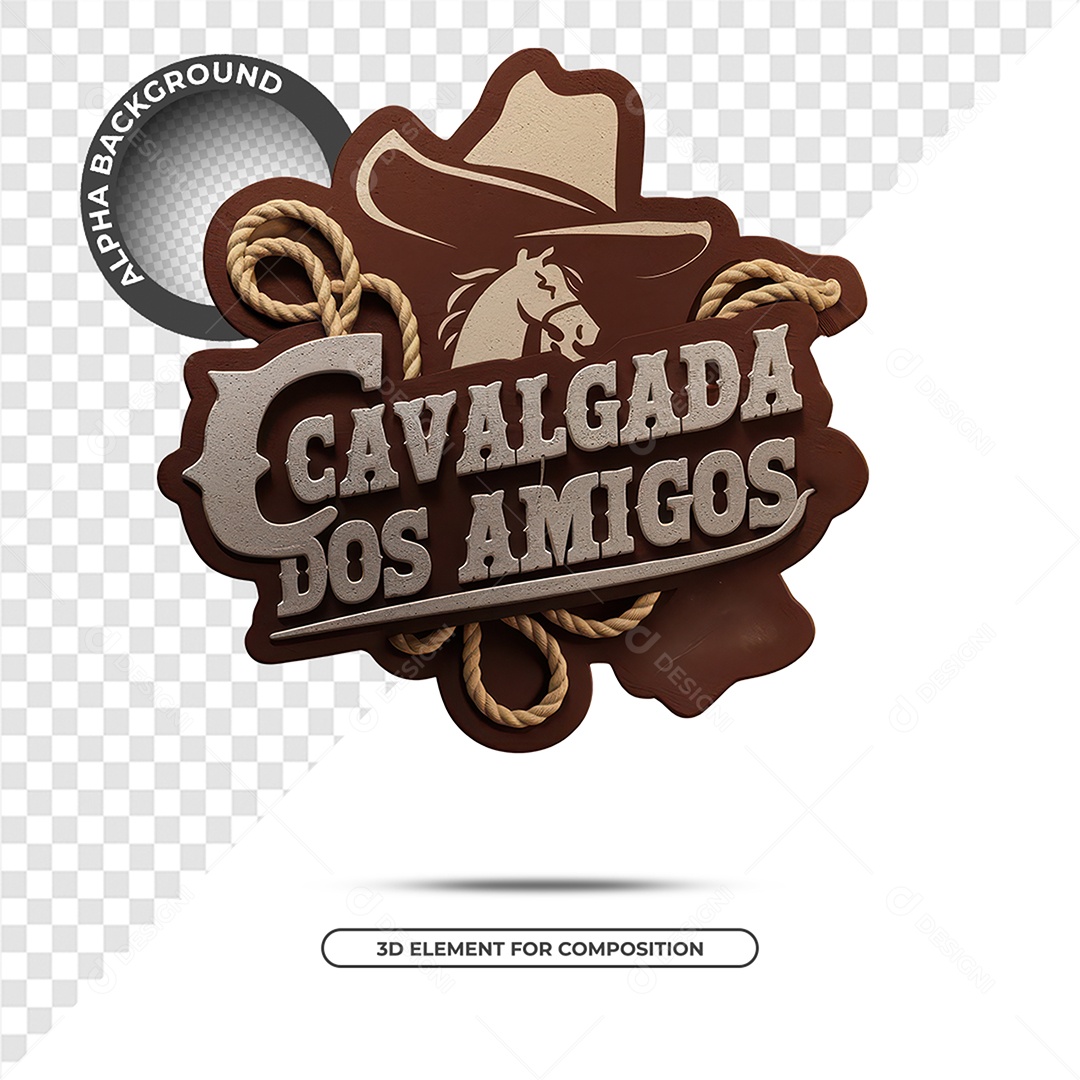 Cavalgada Dos Amigos Selo 3D Para Composição PSD