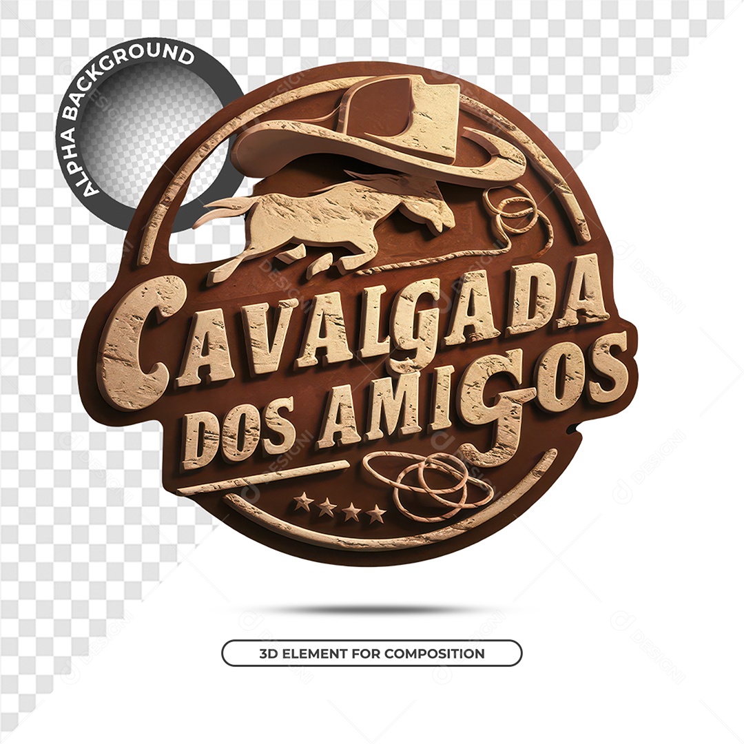 Cavalgada Dos Amigos Selo 3D Para Composição PSD