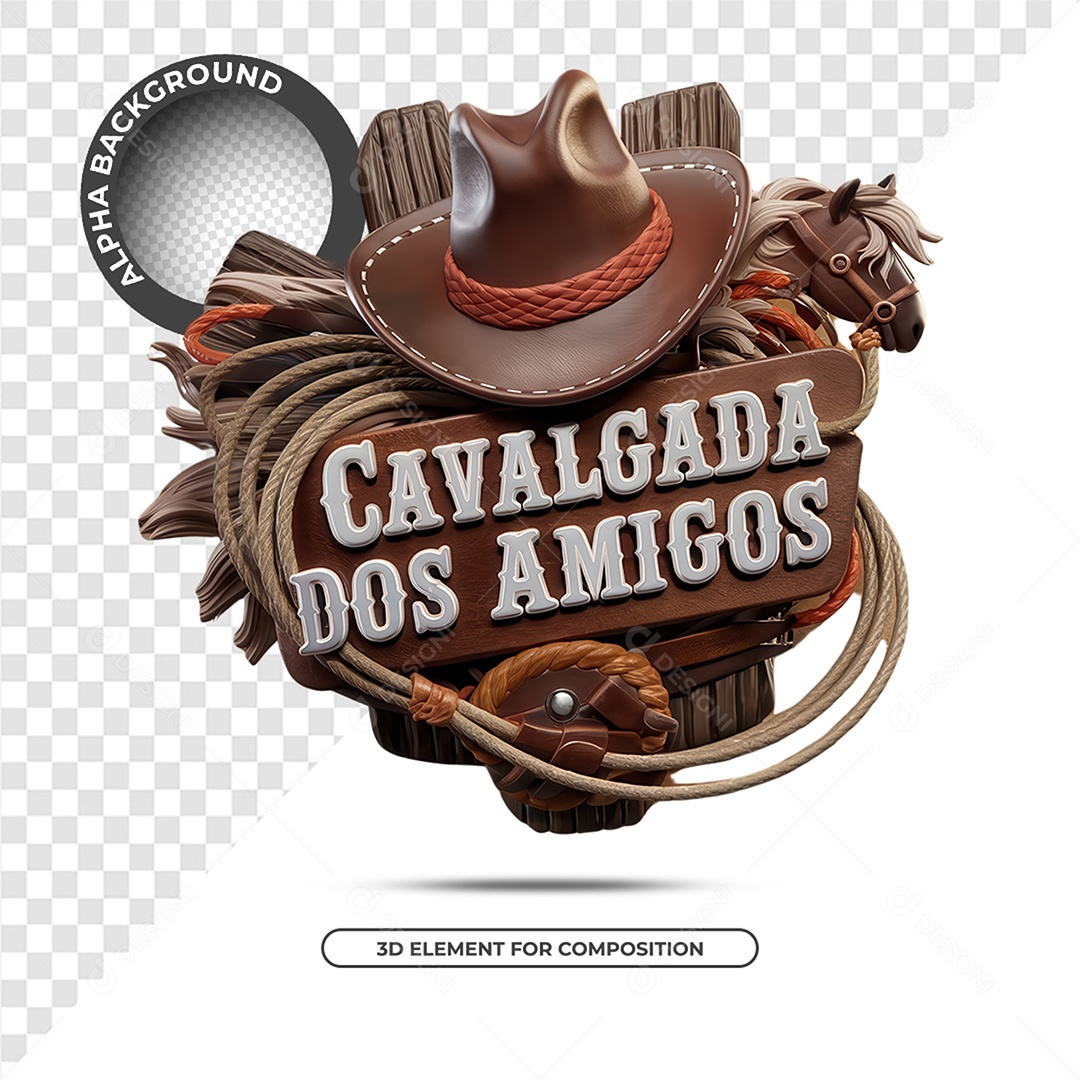 Cavalgada Dos Amigos Selo 3D Para Composição PSD
