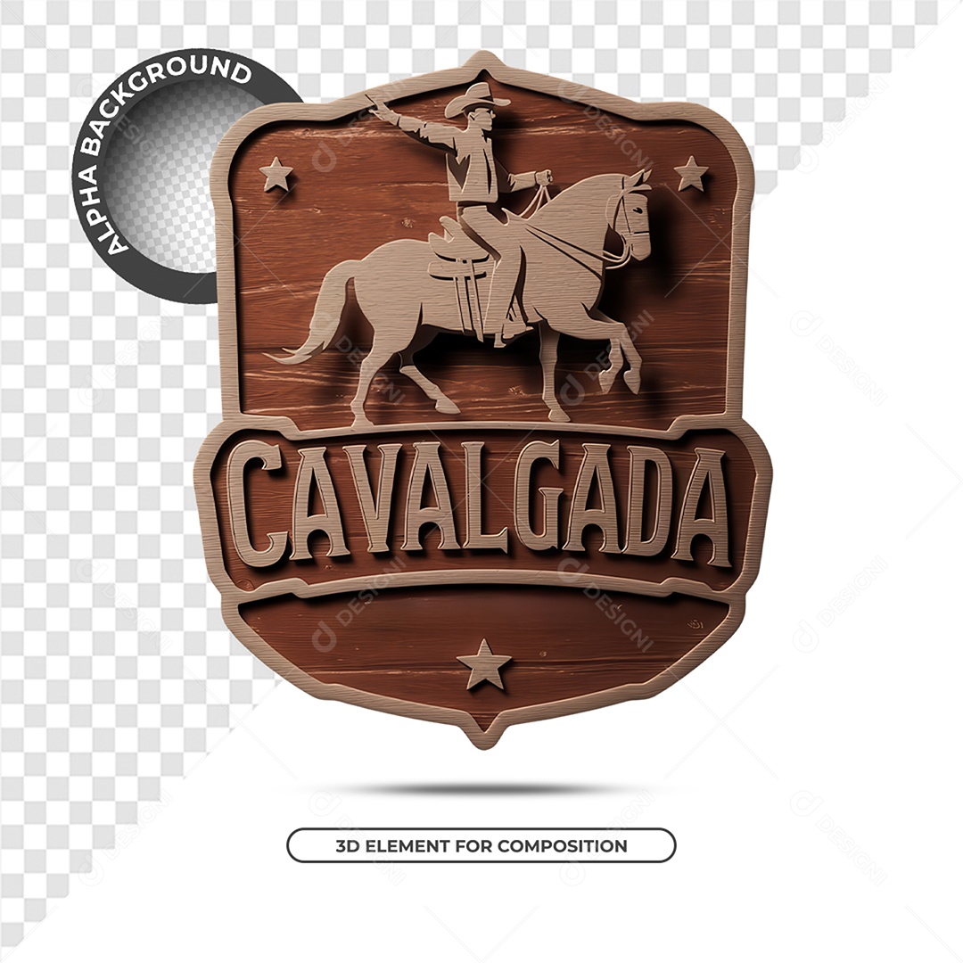 Cavalgada Selo 3D Para Composição PSD