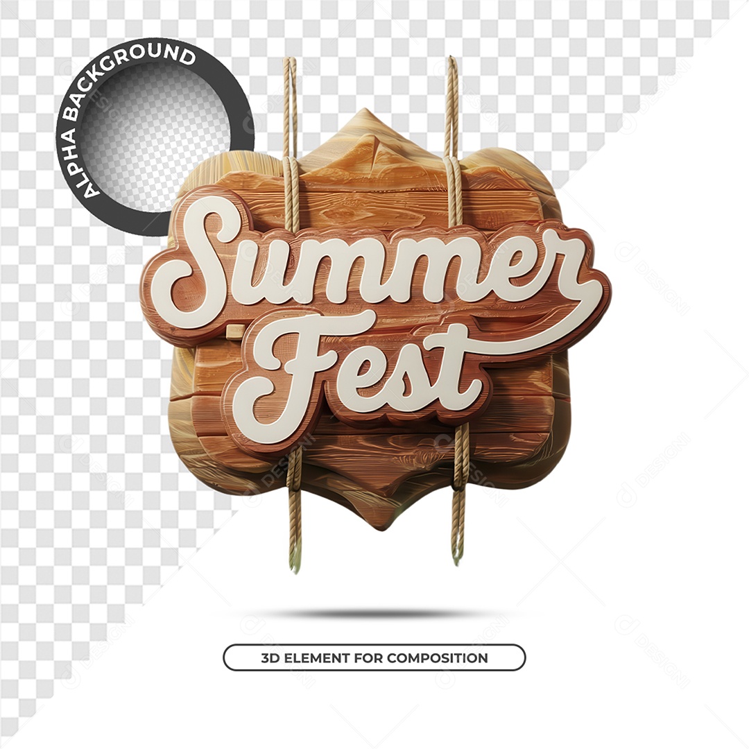 Summer Festa Selo 3D Para Composição PSD