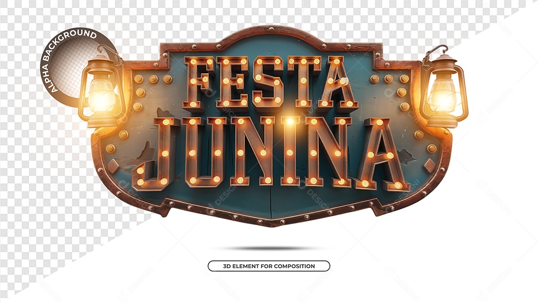 Festa Junina Selo 3D Para Composição PSD