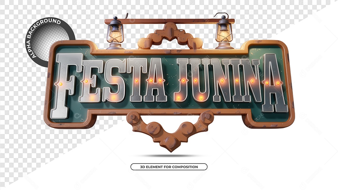 Festa Junina Selo 3D Para Composição PSD