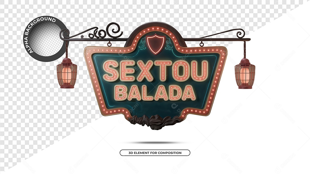 Sextou Balada Selo 3D Para Composição PSD