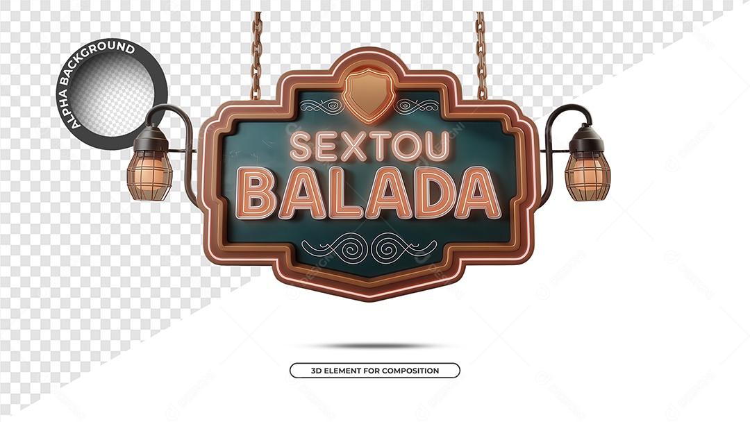Sextou Balada Selo 3D Para Composição PSD