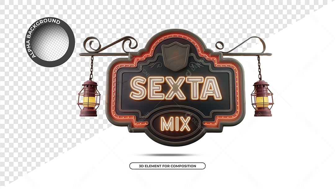 Sexta Mix Selo 3D Para Composição PSD