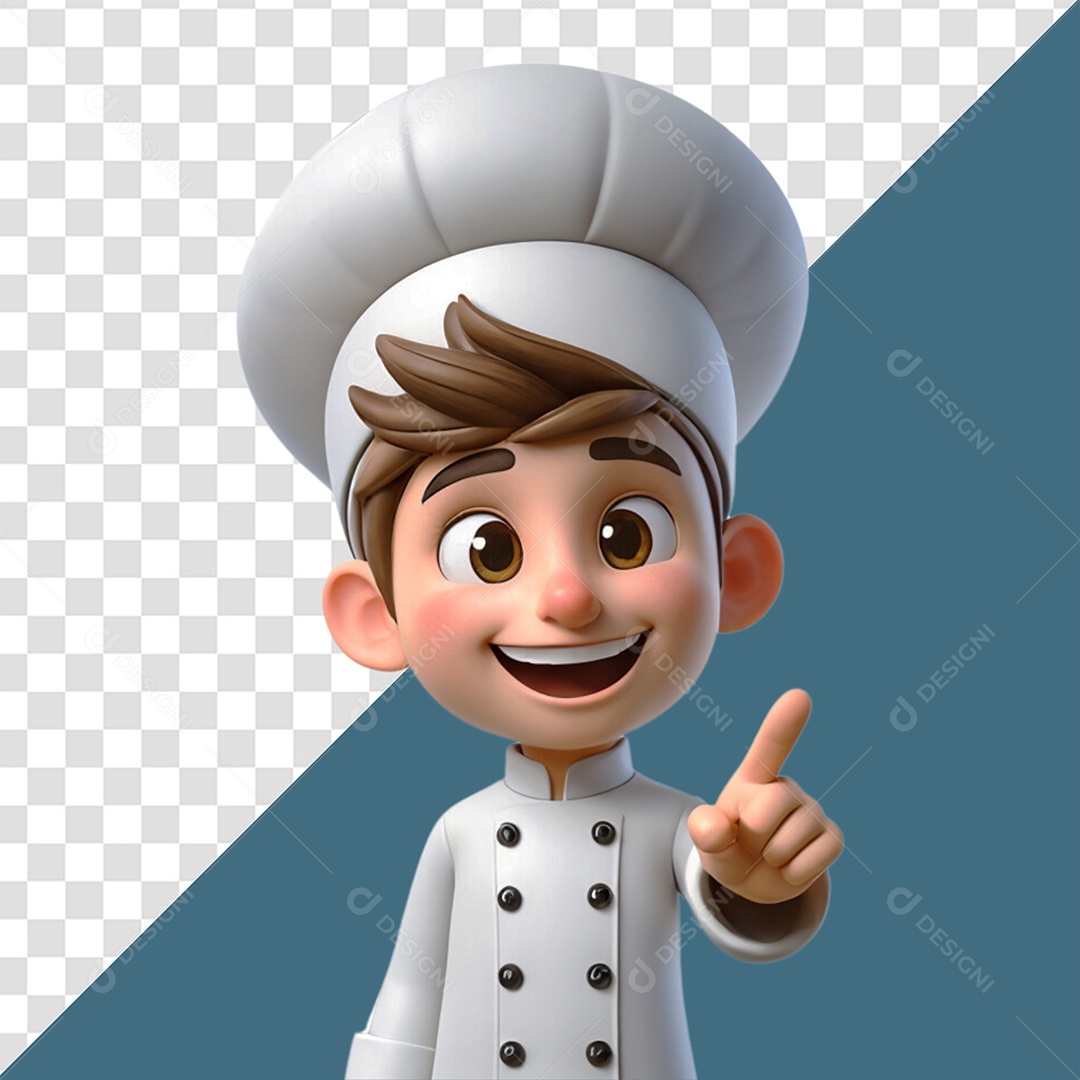 Personagem 3D Chef para Composição PSD