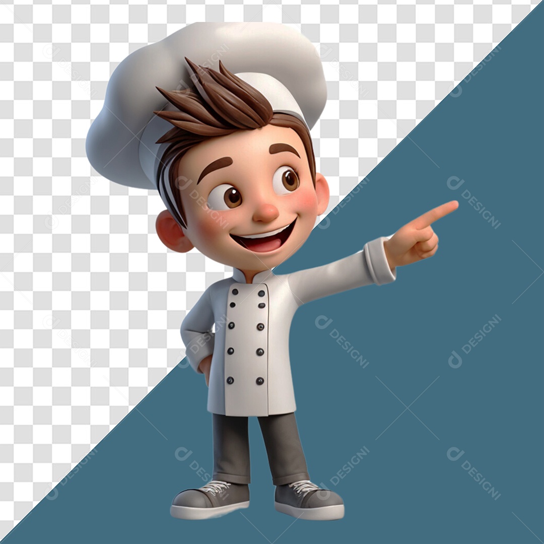 Personagem 3D Chef para Composição PSD