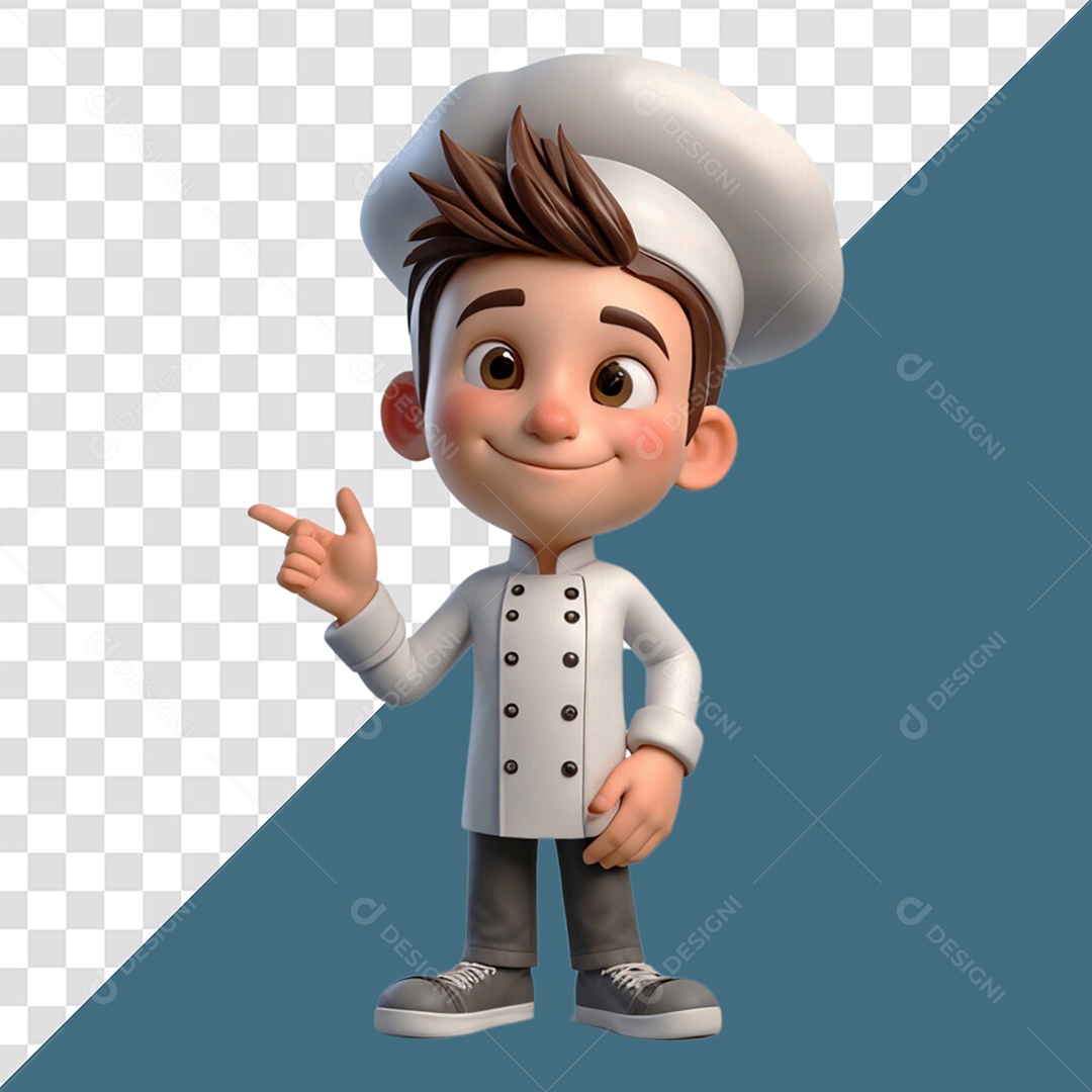 Personagem 3D Chef para Composição PSD