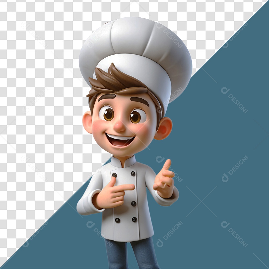 Personagem 3D Chef para Composição PSD