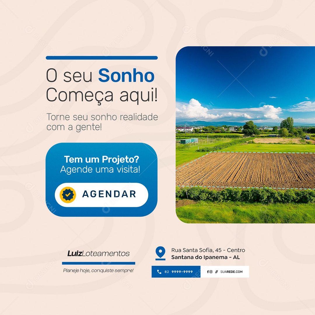Loteamento O Seu Sonho Começa Aqui Social Media PSD Editável