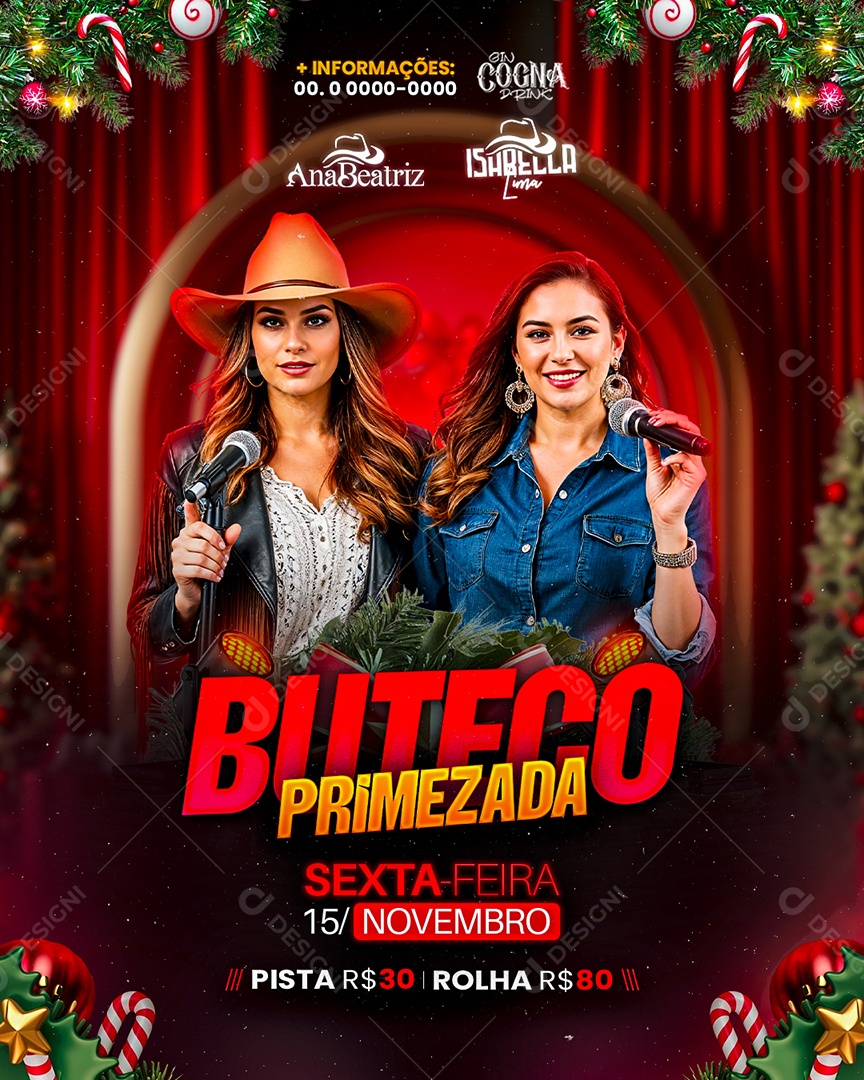 Flyer Natalino Buteco Primezada Social Media PSD Editável