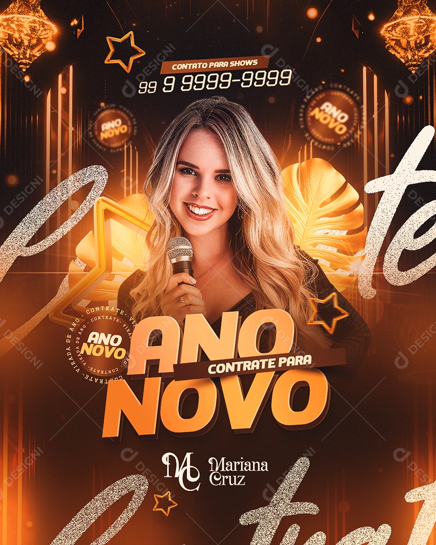 Flyer Contrate para Ano Novo Social Media PSD Editável