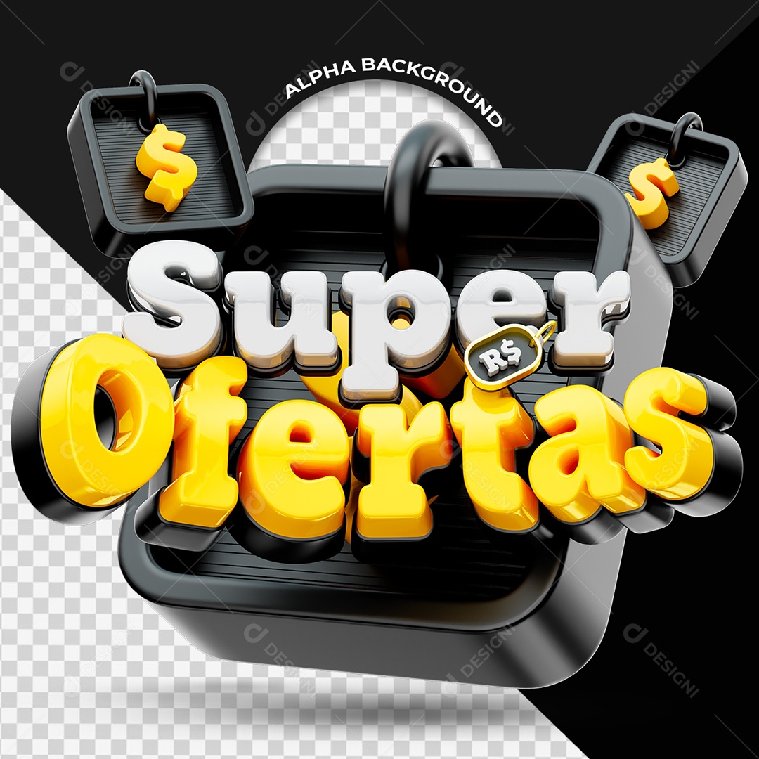 Ofertas Dia do Supermercado Selo 3D para Composição PSD