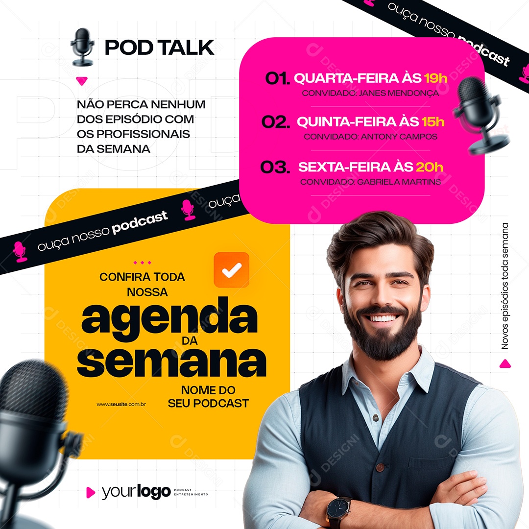 Podcast Não Perca Nenhum Episódio Social Media PSD Editável