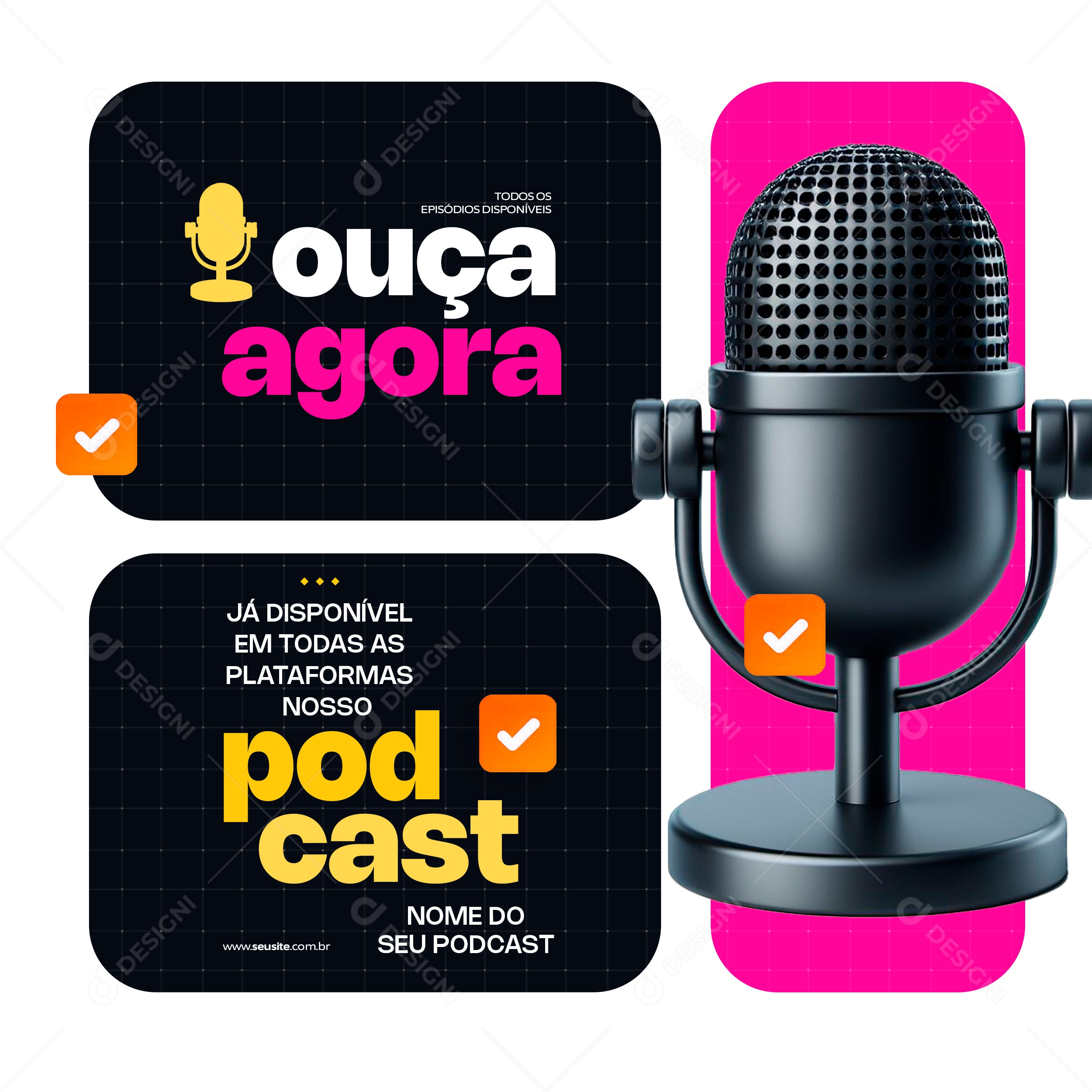 Podcast Já Disponível em Todas as Plataformas Social Media PSD Editável