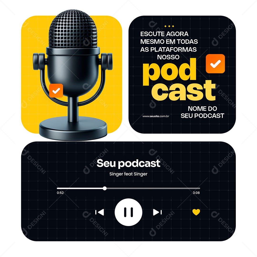 Podcast Já Disponível em Todas as Plataformas Social Media PSD Editável