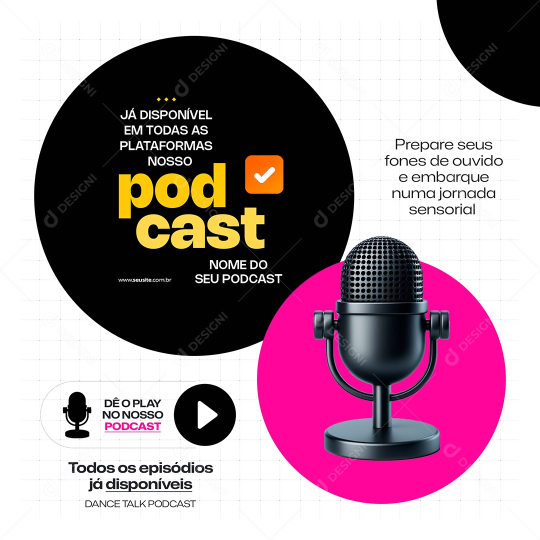 Podcast Já Disponível em Todas as Plataformas Social Media PSD Editável