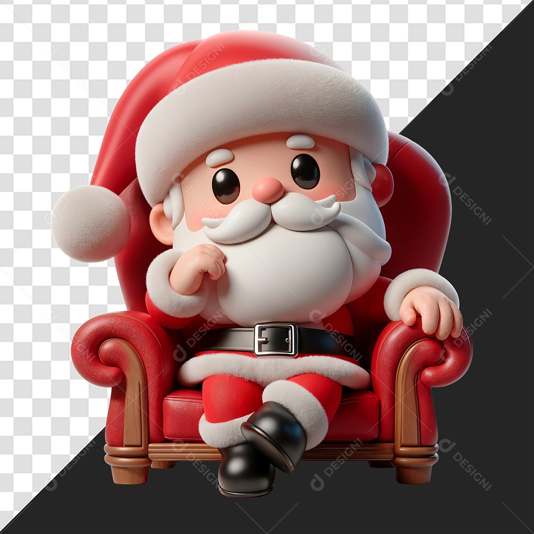 Personagem 3D Papai Noel Sentado Em Uma Poltrona
