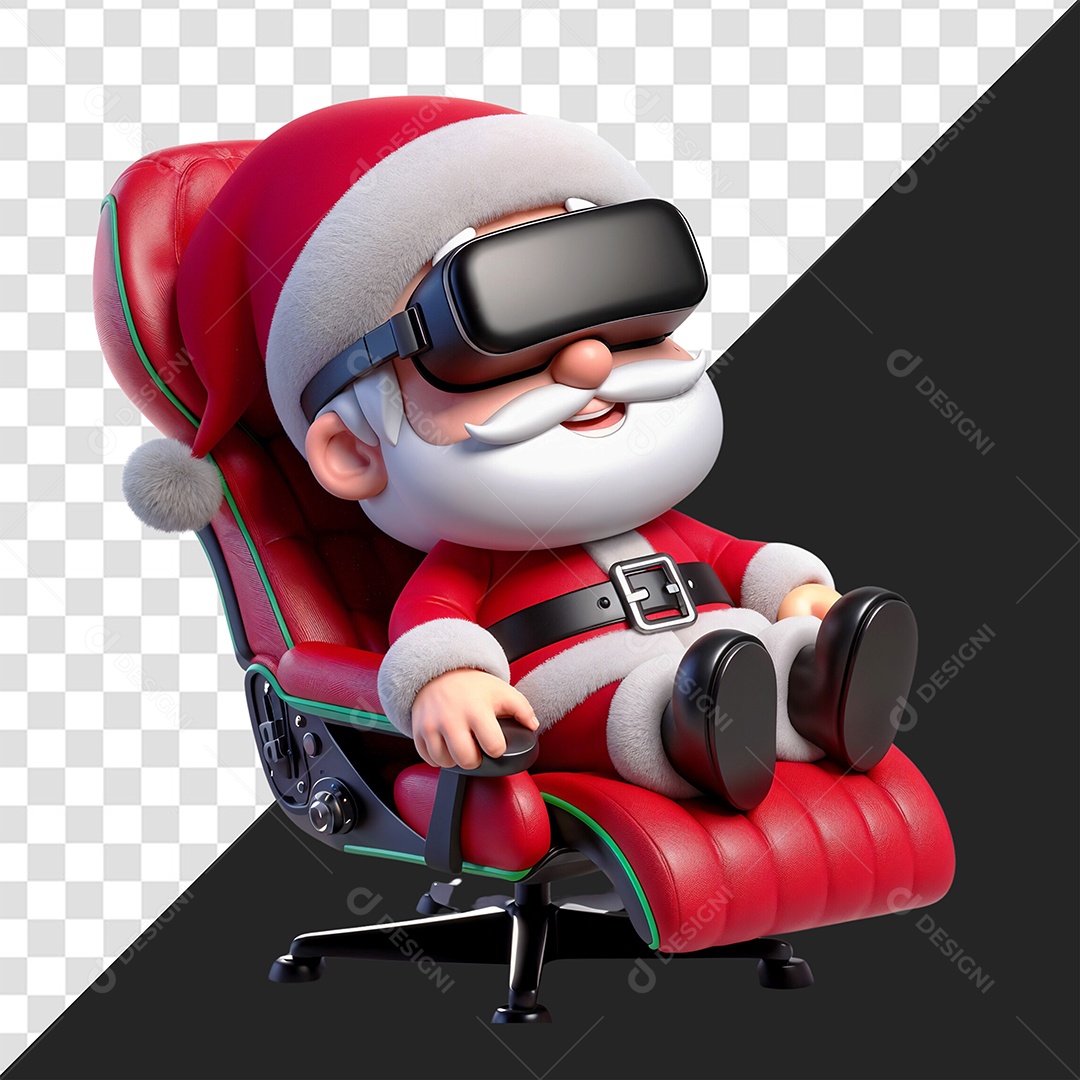 Personagem 3D Papai Noel Com Óculos de Realidade Virtual para Composição PSD