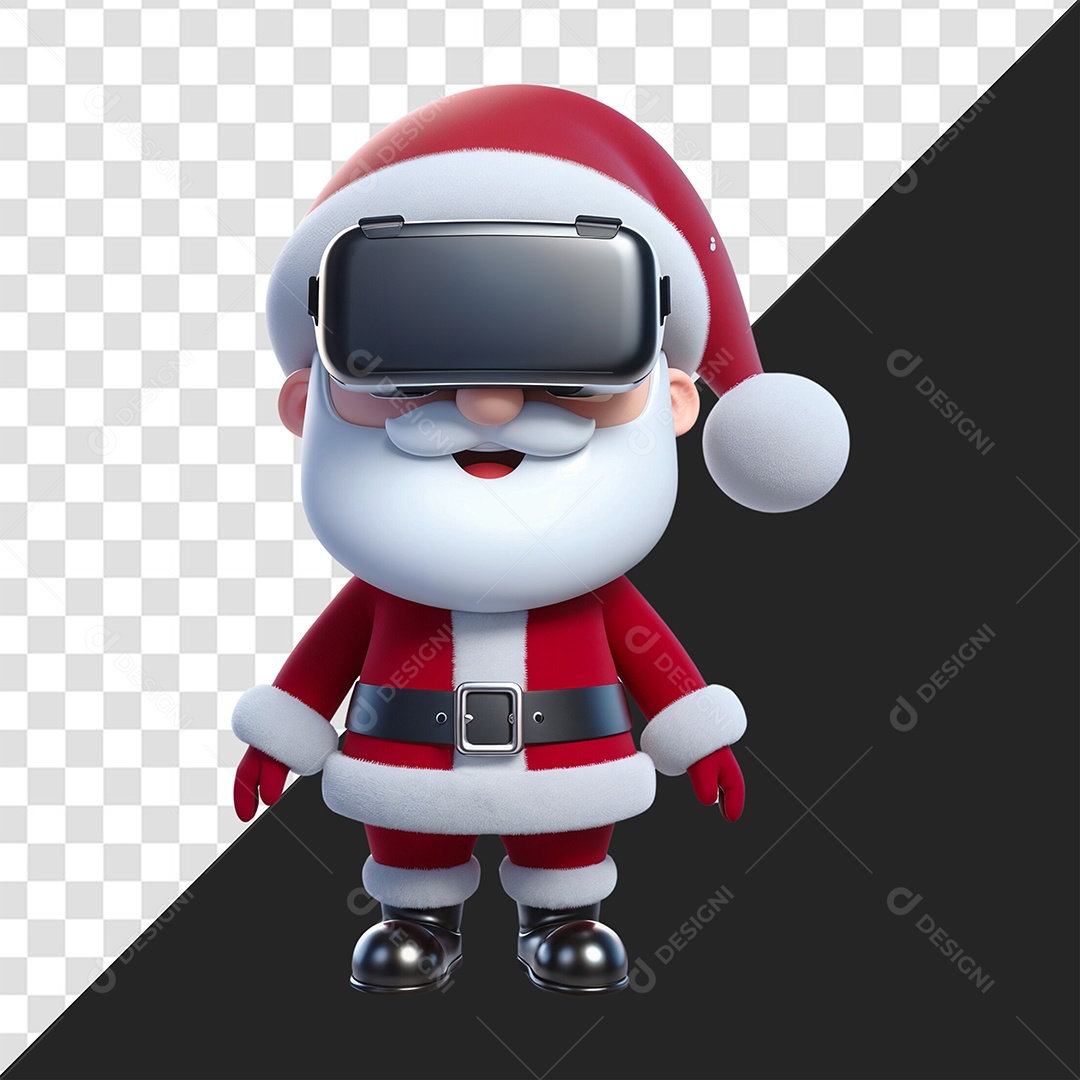 Character 3D Santa Claus With Virtual Reality Glasses for PSD Composition