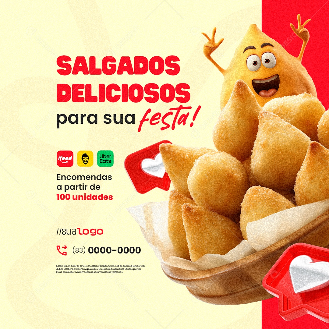 Salgateria Salgados Deliciosos para Sua Festa Social Media PSD Editável
