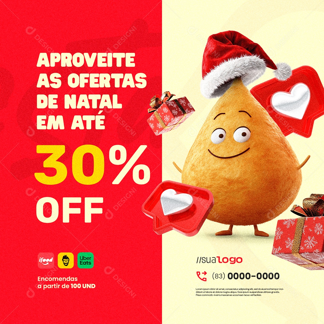 Salgateria Aproveite as Ofertas de Natal em Até 30% Off Social Media PSD Editável