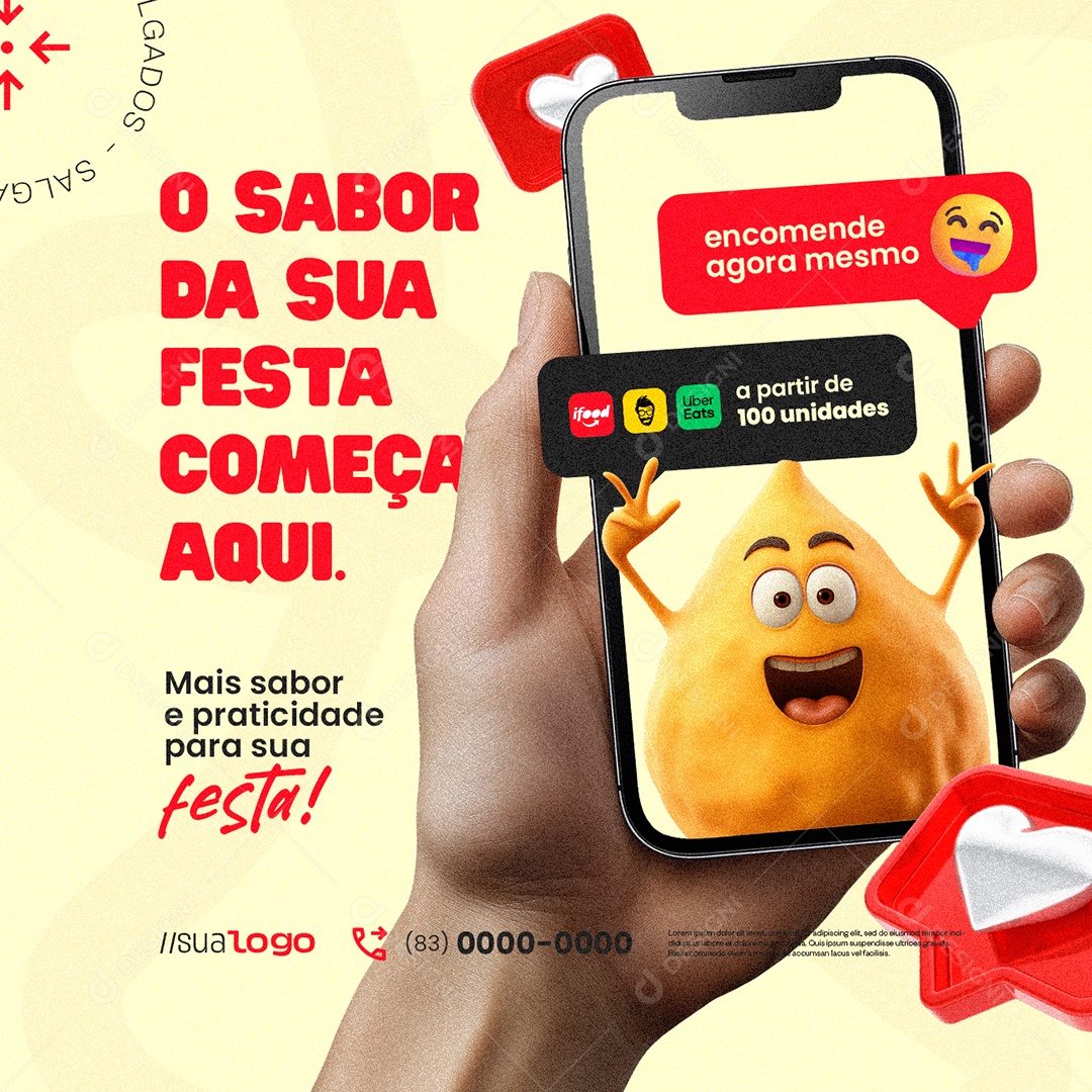 Salgateria Coxinha o Sabor da Sua Festa Começa Aqui Social Media PSD Editável