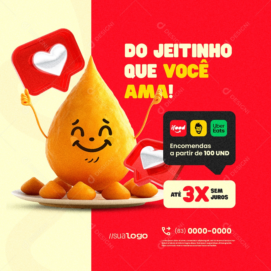 Salgateria Coxinha do Jeitinho Que Você Ama Social Media PSD Editável
