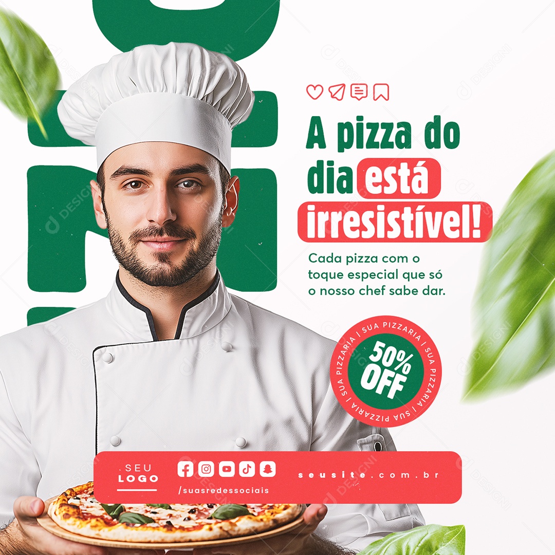 Pizzaria a Pizza do Dia Está Irresistível Social Media PSD Editável