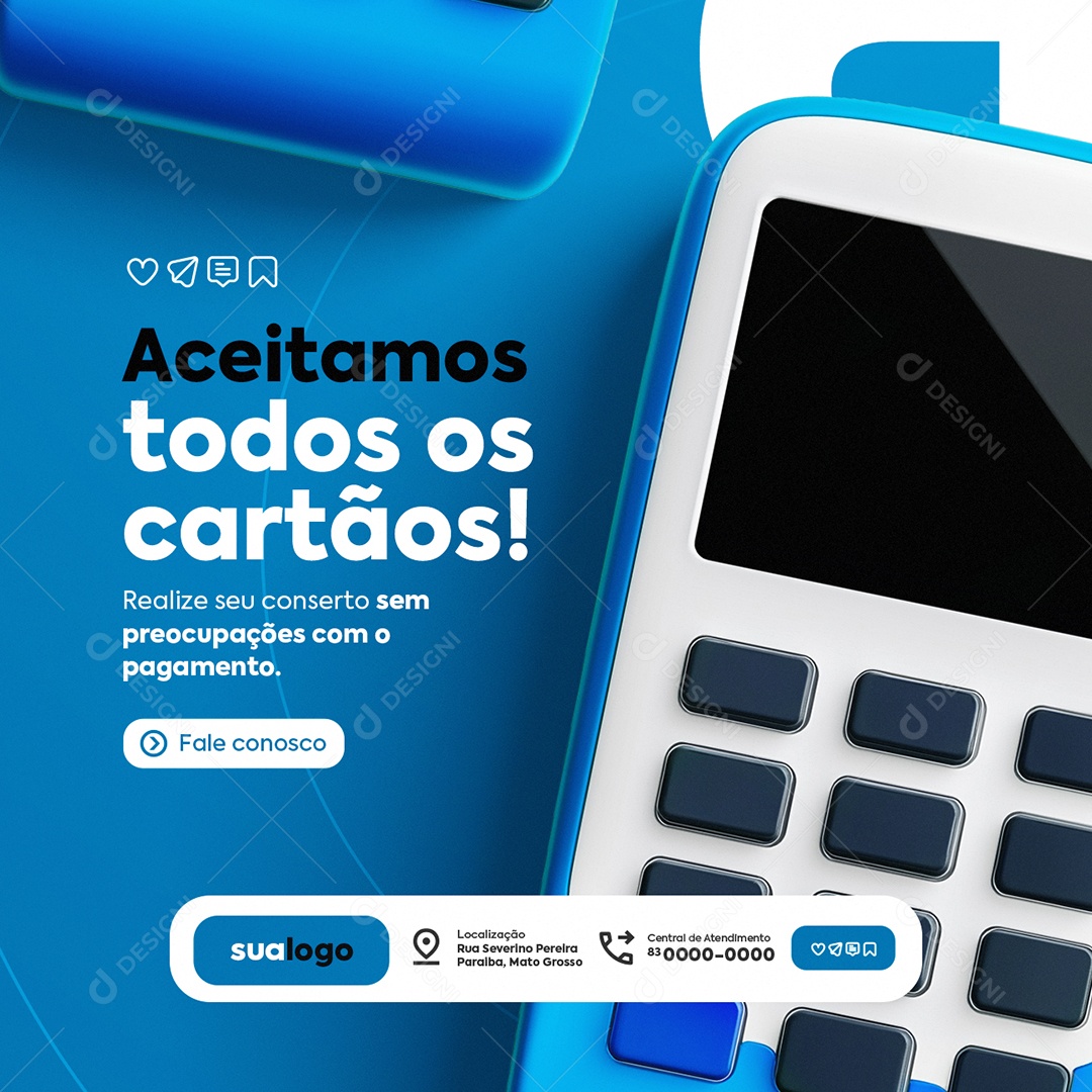 Manutenção De TV Aceitamos Todos os Cartãos Social Media PSD Editável