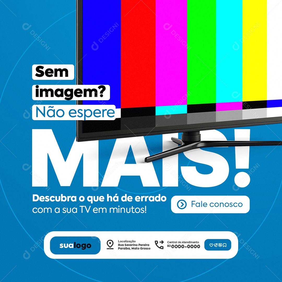Manutenção De TV Sem Imagem Social Media PSD Editável