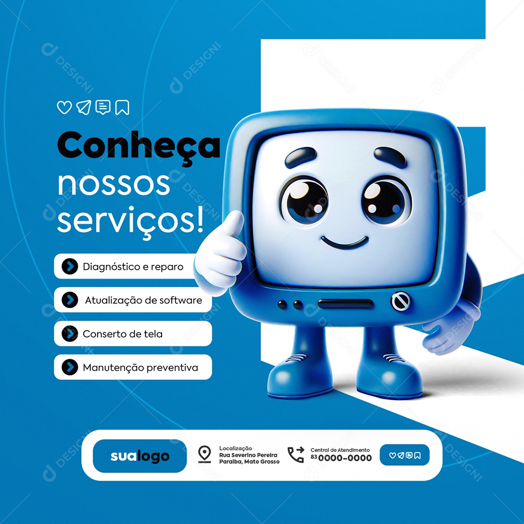 Manutenção De TV Conheça nossos Serviços Social Media PSD Editável