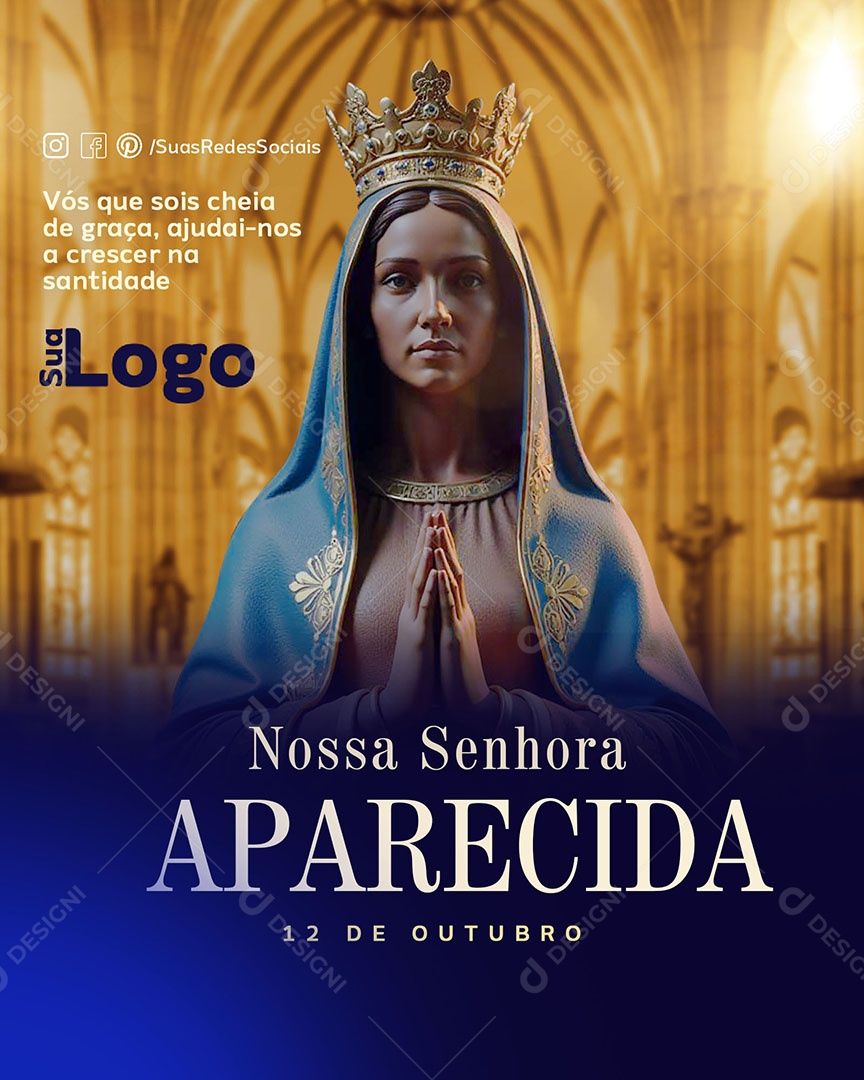 Social Media Dia de Nossa Senhora de Aparecida 12 de Outubro PSD Editável