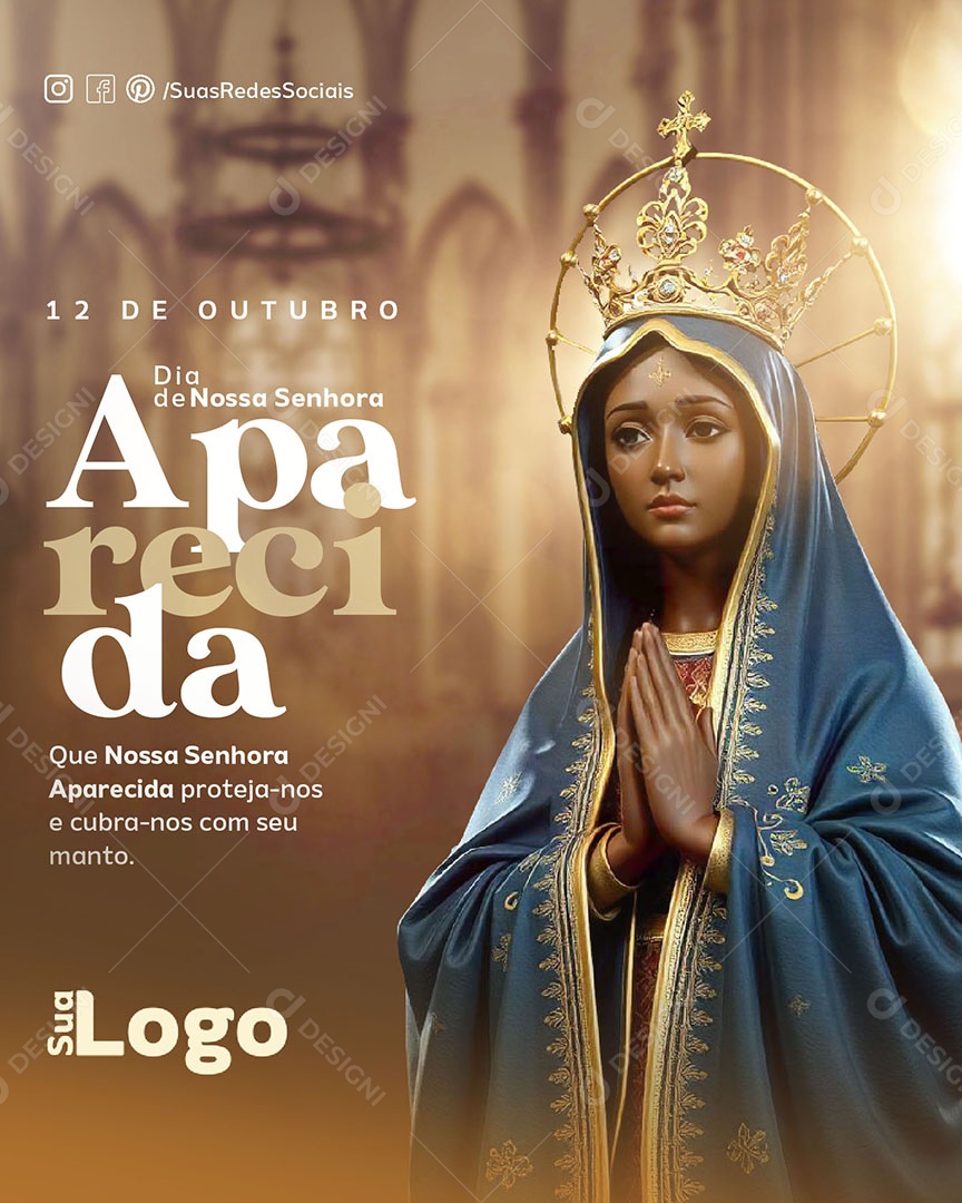 Dia de Nossa Senhora de Aparecida 12 de Outubro Social Media PSD Editável