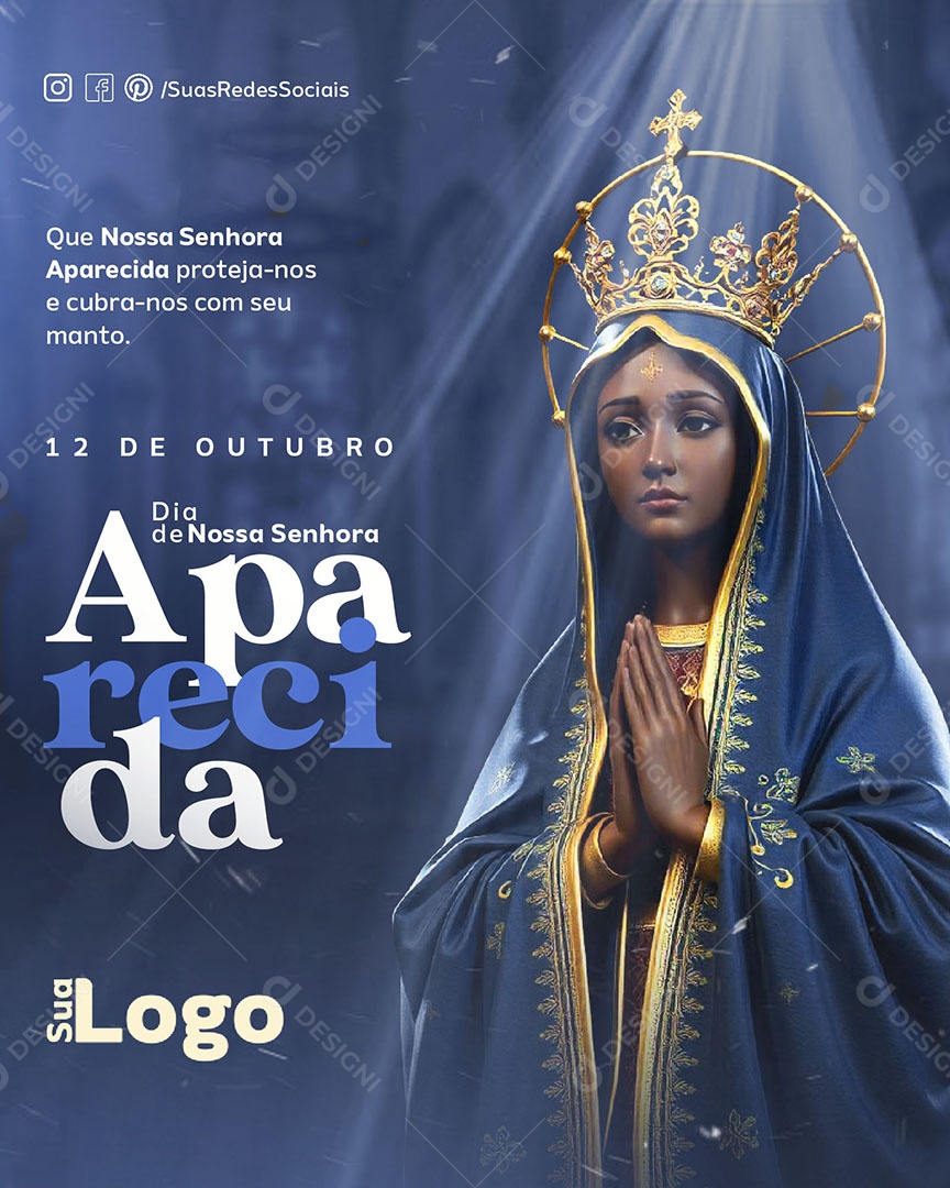 Dia de Nossa Senhora de Aparecida 12 de Outubro Social Media PSD Editável