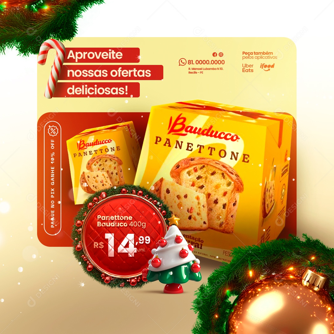 Aproveite Nossas Ofertas Delíciosas Social Media PSD Editável