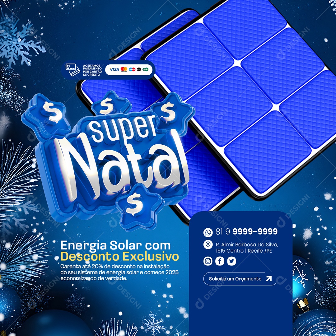 Super Natal Energia Solar com Desconto Exclusivo Social Media PSD Editável
