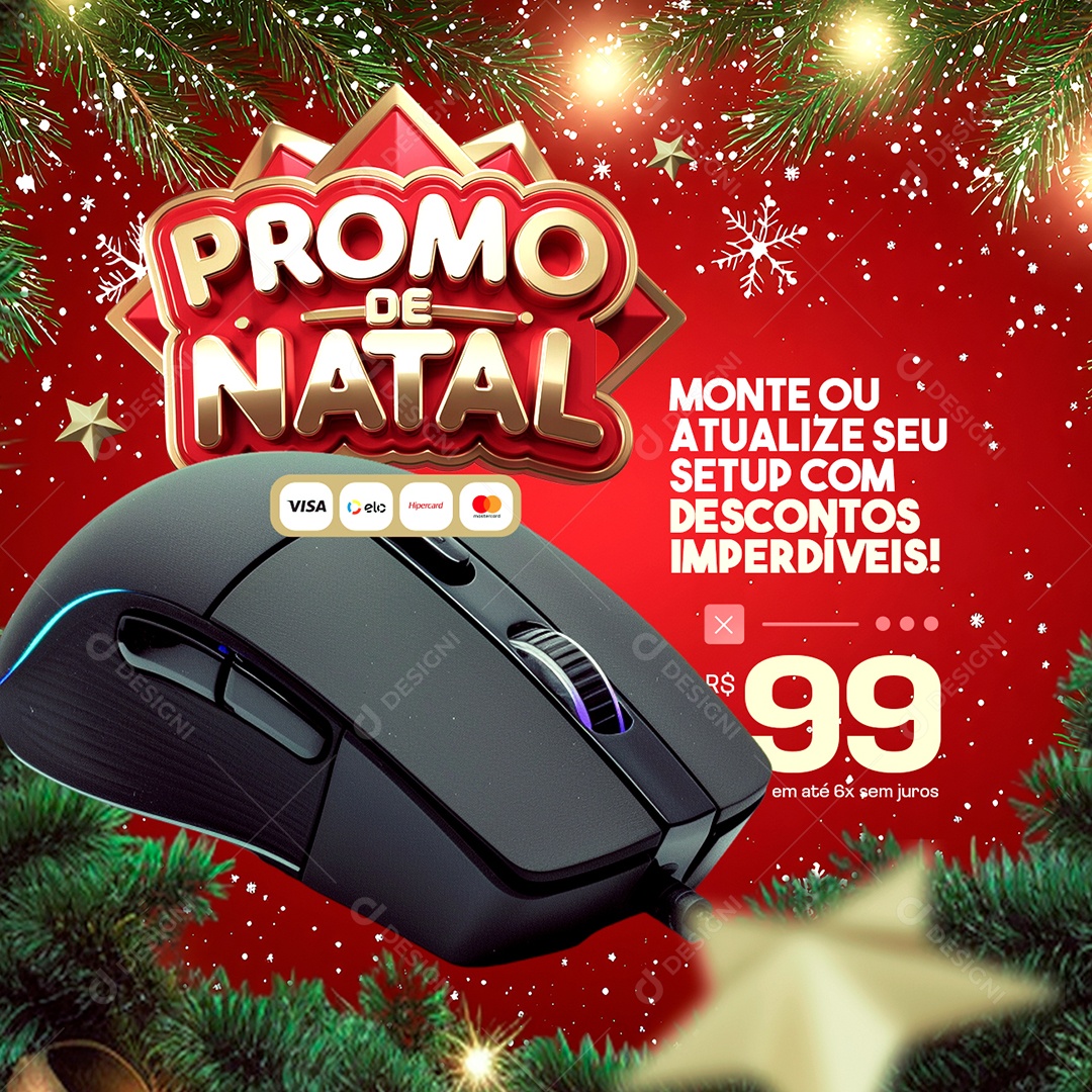 Promo de Natal Mouse Gamer Social Media PSD Editável