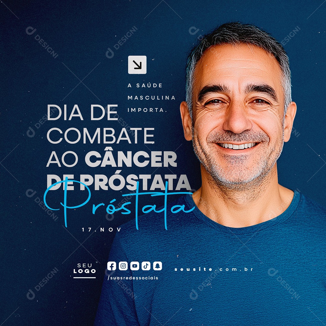 Social Media Dia de Combate ao Câncer de Próstata 17 de Novembro PSD Editável